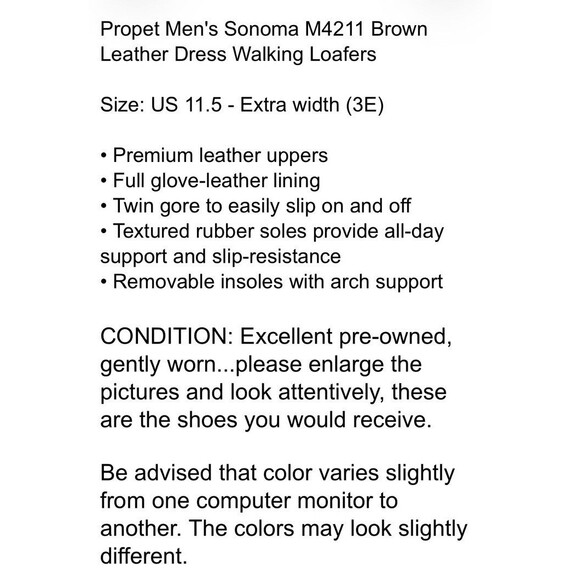 Propet Men\'s Sonoma M4211 Brown Leather Dress Walking Loafers  Size 11.5 XW (3W) main image 8
